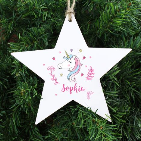 Personalised Unicorn Wooden Star Decoration Extra Image 2